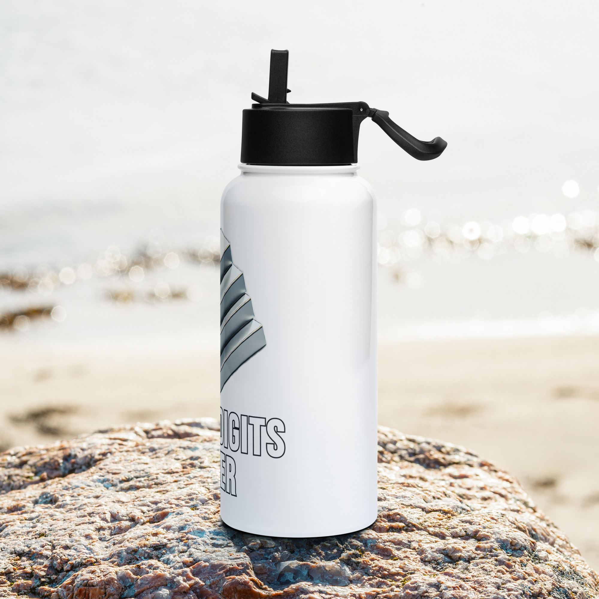 "Triple Digits Silver" Stainless Steel Water Bottle - Image 3