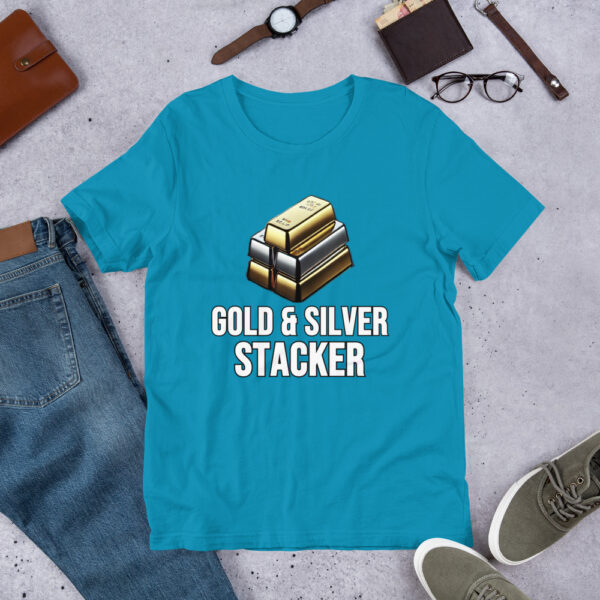 "Gold and Silver Stacker" Premium T-Shirt - Image 4