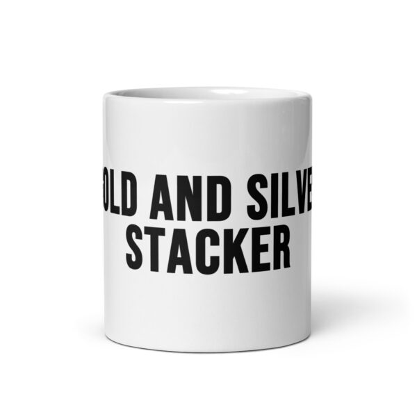 "Gold and Silver Stacker" White Glossy Mug - Image 2