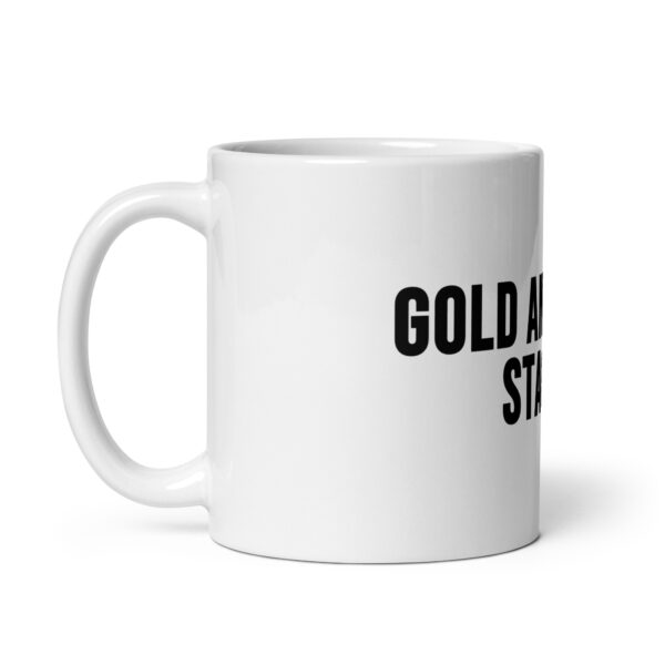 "Gold and Silver Stacker" White Glossy Mug - Image 10