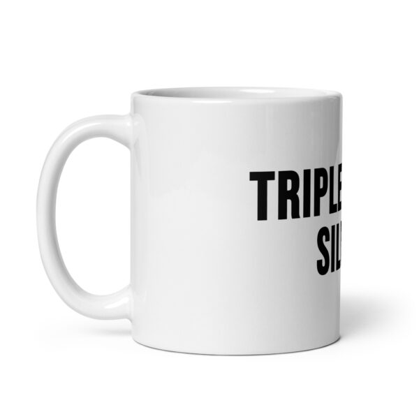 "Triple Digits Silver" White Glossy Mug - Image 4