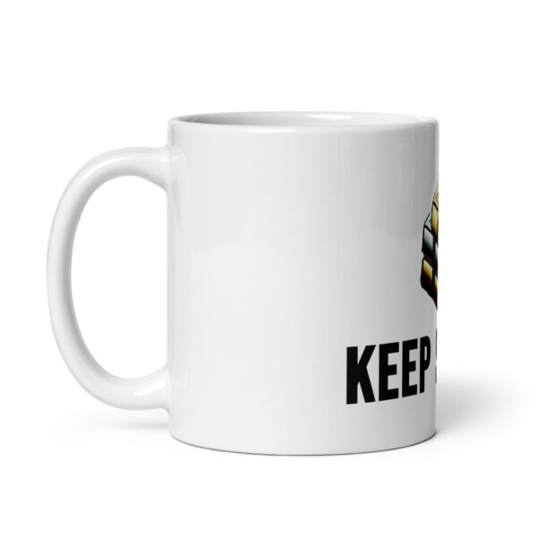 "Keep Stacking" White Glossy Mug - Image 6