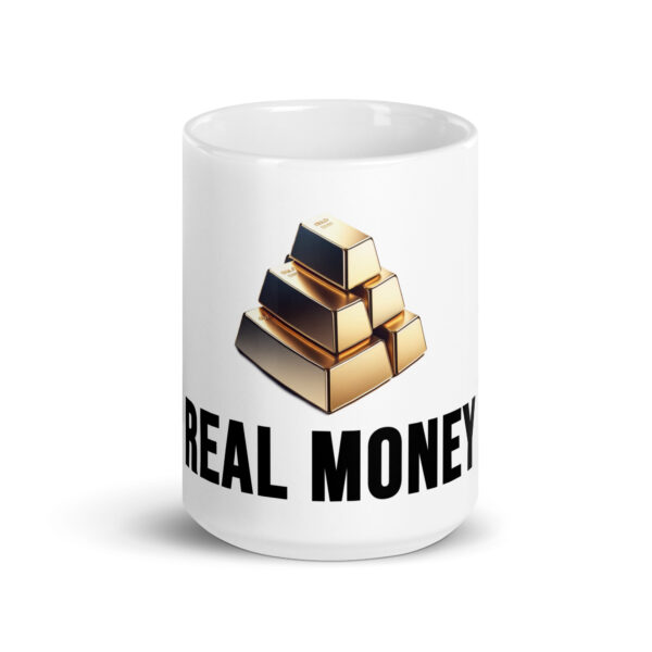 "Real Money" White Glossy Mug With Gold Bars - Image 11