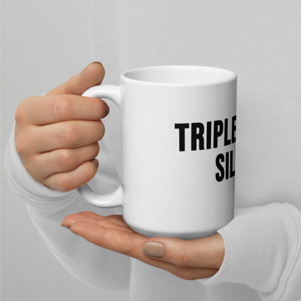 "Triple Digits Silver" White Glossy Mug - Image 2