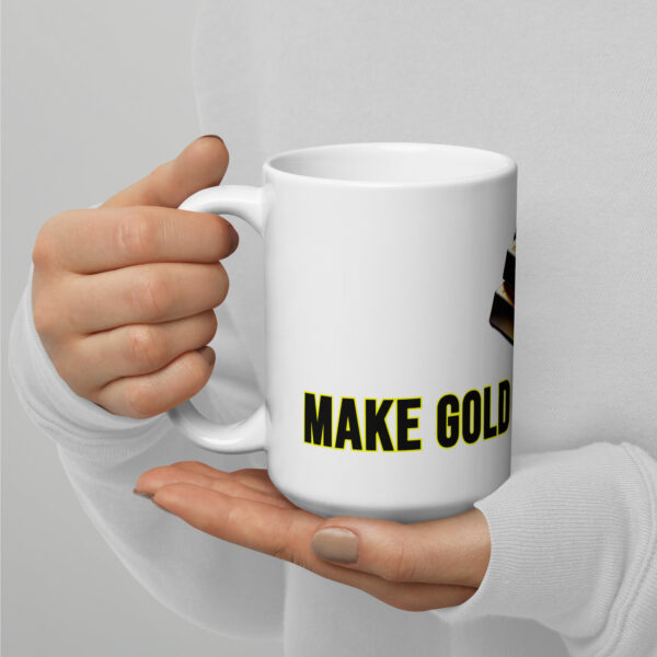 "Make Gold Great Again" White Glossy Mug With Gold Bars - Image 2