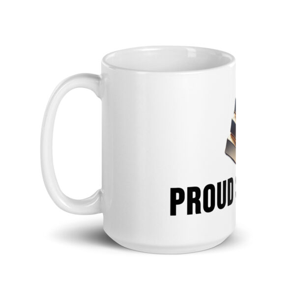 "Proud Stacker" White Glossy Mug With Gold Bars - Image 6