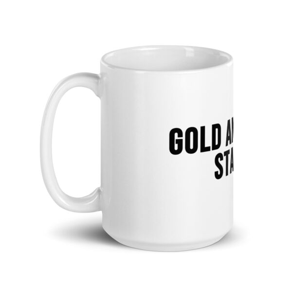 "Gold and Silver Stacker" White Glossy Mug - Image 12