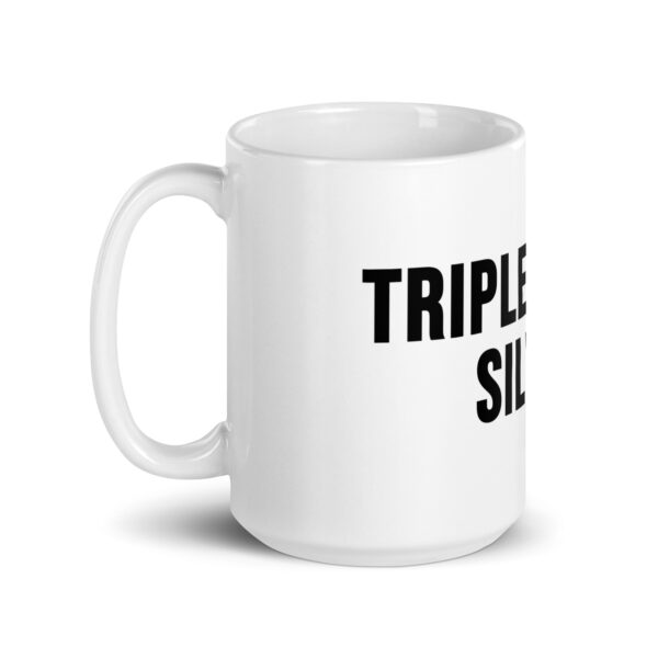 "Triple Digits Silver" White Glossy Mug - Image 6