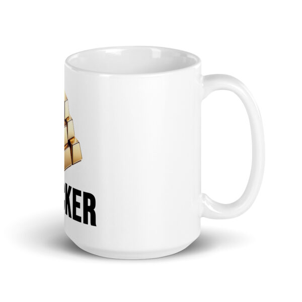 "Stacker" White Glossy Mug With Gold Bars - Image 8