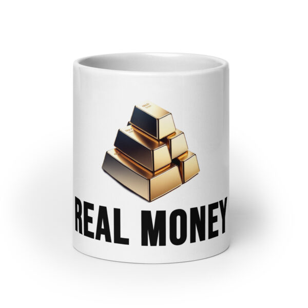 "Real Money" White Glossy Mug With Gold Bars - Image 13