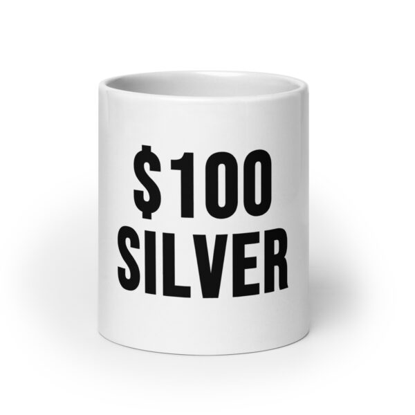 "$100 Silver" White Glossy Mug - Image 9