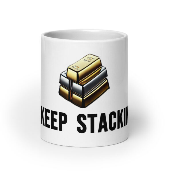 "Keep Stacking" White Glossy Mug