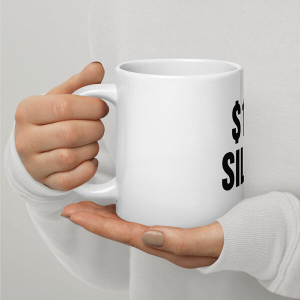 "$100 Silver" White Glossy Mug - Image 3