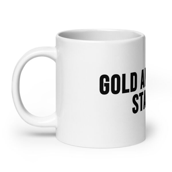 "Gold and Silver Stacker" White Glossy Mug - Image 5