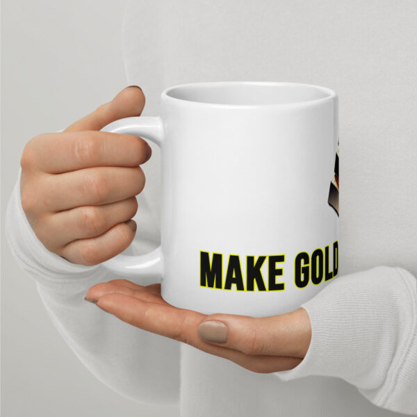 "Make Gold Great Again" White Glossy Mug With Gold Bars - Image 3