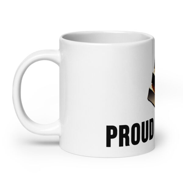 "Proud Stacker" White Glossy Mug With Gold Bars - Image 8