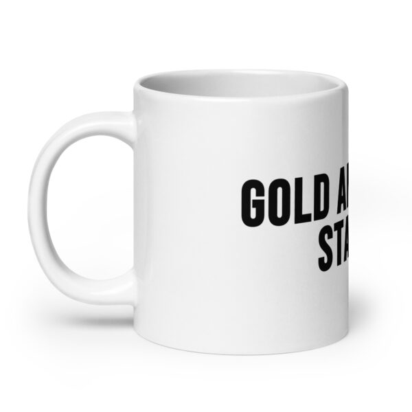 "Gold and Silver Stacker" White Glossy Mug - Image 14