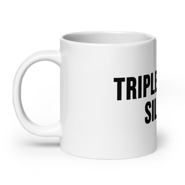 "Triple Digits Silver" White Glossy Mug - Image 8