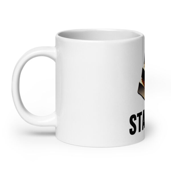 "Stacker" White Glossy Mug With Gold Bars - Image 11