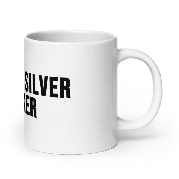 "Gold and Silver Stacker" White Glossy Mug - Image 16