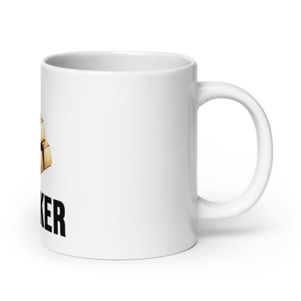 "Stacker" White Glossy Mug With Gold Bars - Image 4