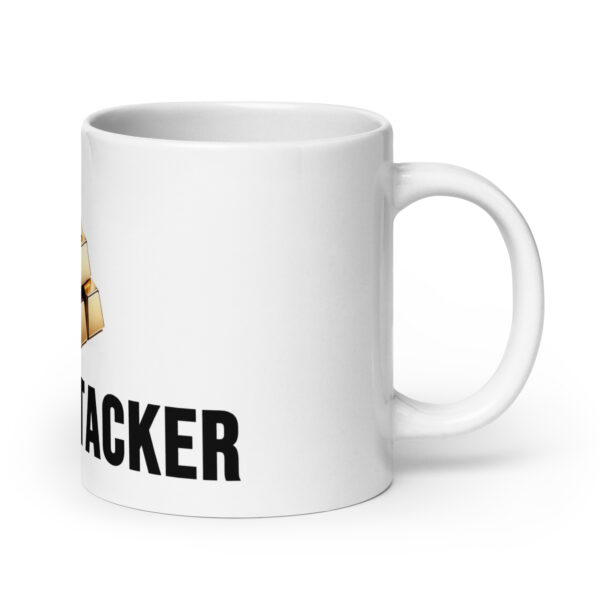 "Proud Stacker" White Glossy Mug With Gold Bars - Image 10